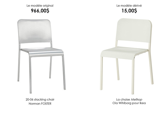 3. La 20-06 Stacking chair, par Norman FOSTER et la chaise Melltrop, par Ola Wihlborg pour Ikea 