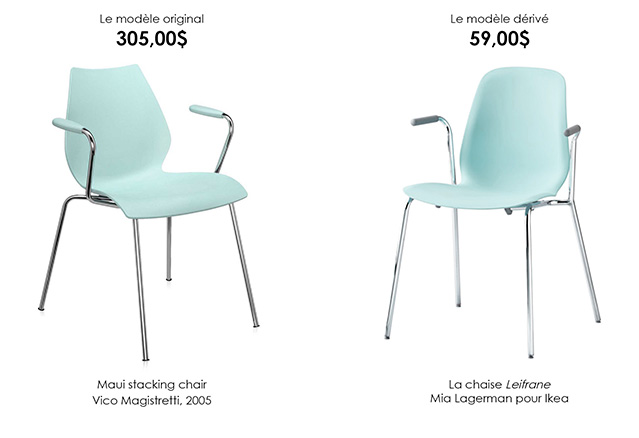 4. Maui stacking chair par Vico Magistretti (2005) et la chaise Leifarne, par Mia Lagerman pour Ikea
