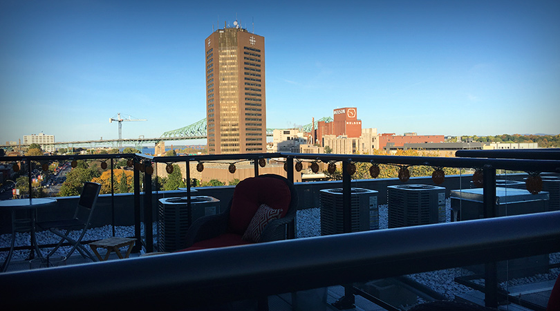 vue du toit du projet Glo 2 condo neuf à louer à Montréal