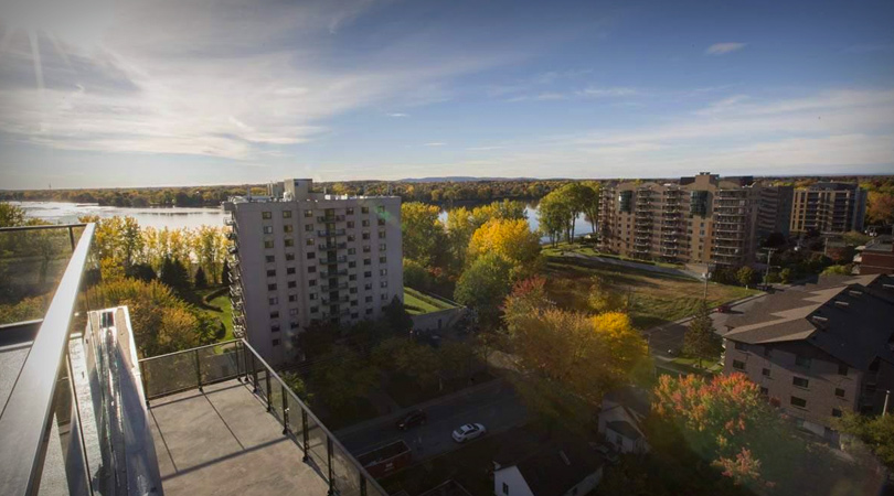 vue du toit du projet locatif tour de la rive boisee