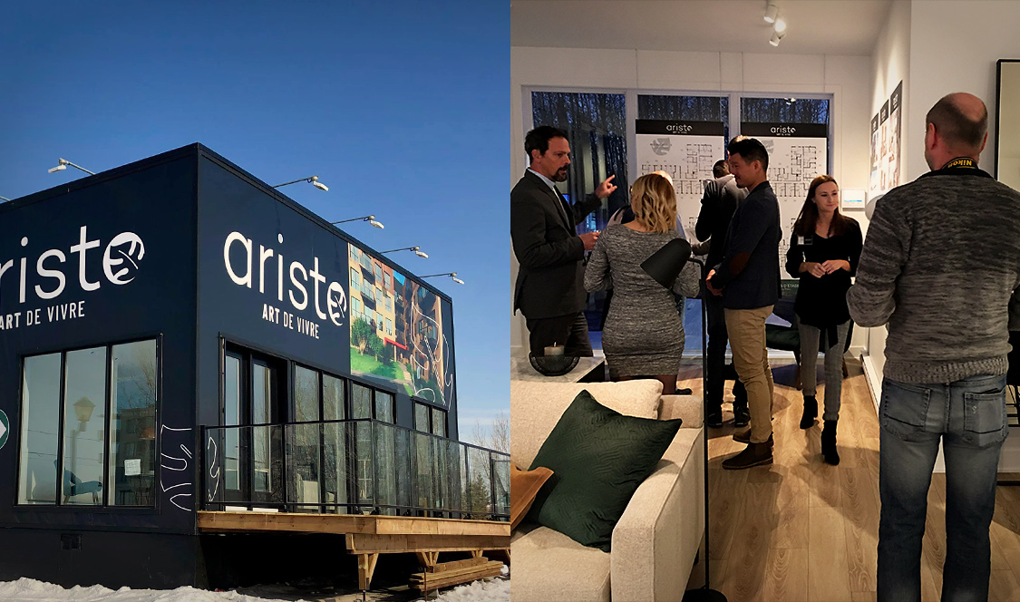 Bureau des ventes du projet Arsito à Laval et lancement du projet de condo
