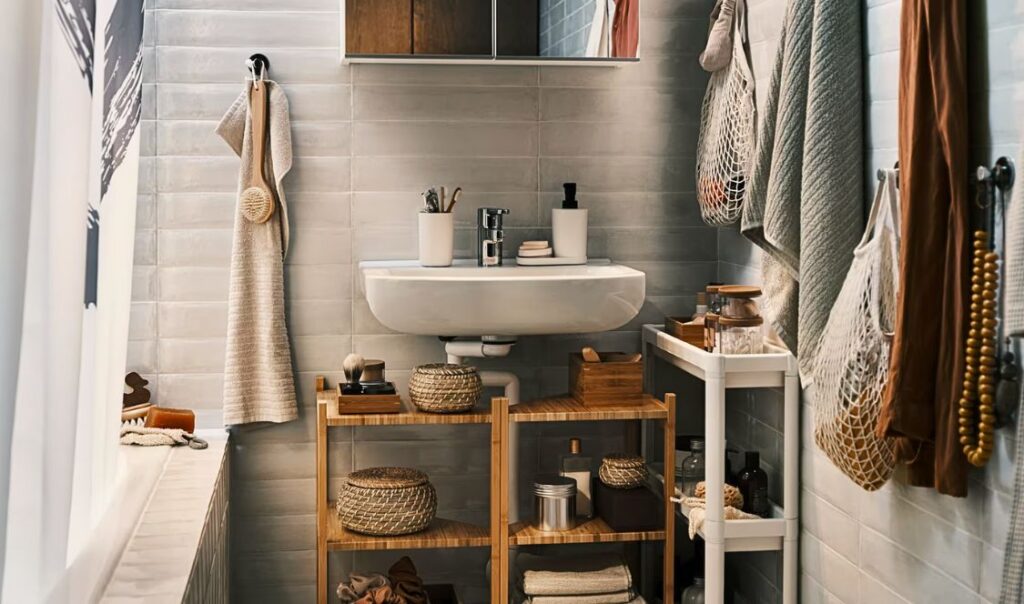 Groupe Facebook IKEA Lovers, salle de bain aménagée avec des produits IKEA