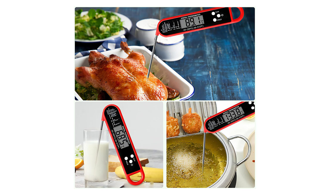Thermomètre numérique à viande étanche avec sonde pliable pour cuisson précise