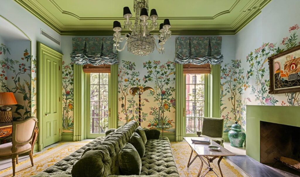 Demeure de Lily Allen et David Harbour salon vert